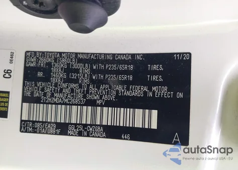 2021 Lexus Rx 350 z USA, uszkodzony, nr VIN 2T2HZMDA7MC268537